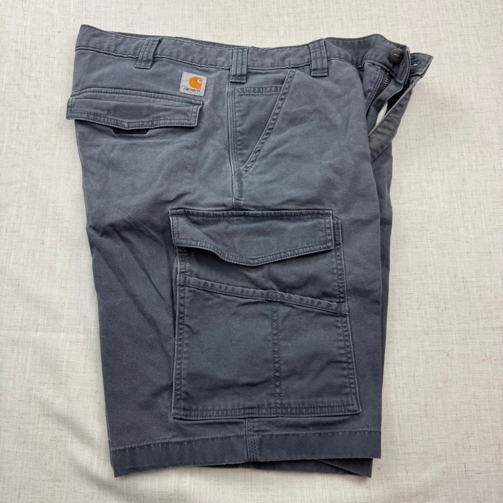 Carhartt Rugged Flex Relaxed Fit Canvas Cargo Work Shorts Gray Mens Sz 36 EUC - Picture 9 of 10
